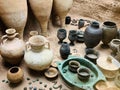 Amphorae found in antique graves on display at the British Museum in London United Kingdom