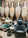 Amphorae found in antique graves on display at the British Museum in London United Kingdom