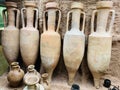 Amphorae were used in vast numbers for the transport and storage of various products, both liquid and dry, but mostly for wine. Royalty Free Stock Photo