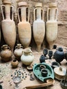 Amphorae were used in vast numbers for the transport and storage of various products, both liquid and dry, but mostly for wine. Royalty Free Stock Photo
