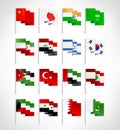 Most popular Asia flags set