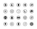 20 most popular cryptocurrency logo set. Royalty Free Stock Photo