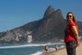 The most popular and famous beach of Brazil and Rio de Janeiro - Ipanema and Copacobana, relaxing on the beach among the rocks, Royalty Free Stock Photo