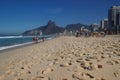 The most popular and famous beach of Brazil and Rio de Janeiro - Ipanema and Copacobana, relaxing on the beach among the rocks, Royalty Free Stock Photo