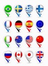 Most popular flags map pointers.Part 1 Royalty Free Stock Photo