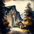 Lauterbrunnen in watercolor style by Generative AI