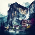 Lauterbrunnen in watercolor style by Generative AI