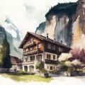 Lauterbrunnen in watercolor style by Generative AI