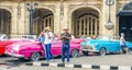 Havana .,Cuba Colorful cars in a row Royalty Free Stock Photo