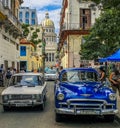 Havana .,Cuba Colorful cars in a row Royalty Free Stock Photo