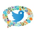 Most popular web icons with twitter bird Royalty Free Stock Photo