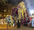 The most sacred elephant at the Kataragama Festival in Sri Lanka parades through the arena.