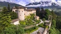 Most scenic medieval castles of Italy - Castel Campo in Trentino region, Trento province Royalty Free Stock Photo