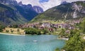 Most scenic mountain lakes in northern Italy - beautiful Molveno in Trento