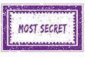 MOST SECRET in magenta grunge square frame stamp