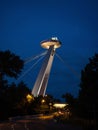 Most SNP Bridge of the slovak national uprising most slovenskeho narodneho povstania UFO restaurant Bratislava Slovakia Royalty Free Stock Photo