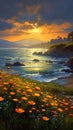 The Most Stunning Sunset View of Orange Flowers and Buttercups i