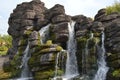 The most stunning waterfall with beautiful brown stones Royalty Free Stock Photo