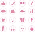 A fashion and beauty icons in pink colour Royalty Free Stock Photo