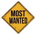 Most wanted vintage rusty metal sign