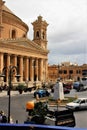 Mosta, Malta, August 2015. Main square and famous catholic cathedral.