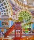 The unusual Basilica Rotunda, Mosta, Malta