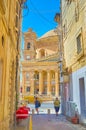 The view on the huge Basilica Rotunda in Mosta, Malta Royalty Free Stock Photo