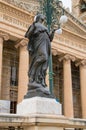 Mosta, Malta - May 11, 2017: Virgin Mary statue in front of the Mosta Rotunda Dome
