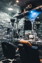 Vertical image of an awesome barber shop.