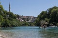 Mostar, Bosnia and Herzegovina, Europe, old city, Neretva, river, rafting, nature, green, skyline, sport, outdoor Royalty Free Stock Photo