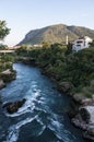 Mostar, Bosnia and Herzegovina, Europe, old city, Neretva, river, rafting, nature, green, skyline, sport, outdoor Royalty Free Stock Photo