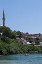 Mostar, Bosnia and Herzegovina, Europe, old city, Neretva, river, rafting, nature, green, skyline, sport, outdoor Royalty Free Stock Photo