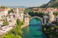 MOSTAR, BOSNIA AND HERZEGOVINA - JUNE 10, 2019: Stari most (Old Bridge) in Mostar. Bosnia and Herzegovi Royalty Free Stock Photo