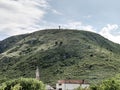 Mostar, Bosnia Herzegovina - May 1, 2014: Cross at the top of the hill of Mostar