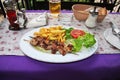 Mostar, Bosnia and Herzegovina - 03 May 2018: National food of Balkan, Bosnia and Herzegovina