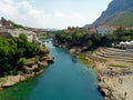 Mostar city and Neretva River Royalty Free Stock Photo