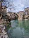 Mostar - iconic old town with famous bridge in Bosnia and Herzegovina. popular tourist destination