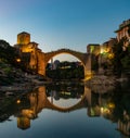 Mostar Sunset Old Bridge Royalty Free Stock Photo