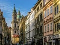 Mostecka Street and Nicolas Church in Prague