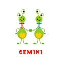Funny monsters horoscope - Gemini - Vector