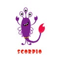 Funny monsters horoscope - Scorpio - Vector