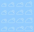 Mostly cloudy icon on blue background