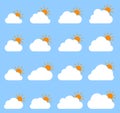 Mostly cloudy icon on blue background