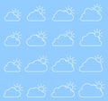 Mostly cloudy icon on blue background