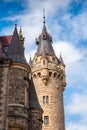 Details of the Moszna Castle in southwestern Poland, the castle is one of the most magnificent Royalty Free Stock Photo