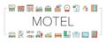 Motel Comfort Service Collection Icons Set Vector .