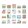 Motel Comfort Service Collection Icons Set Vector .