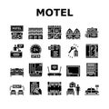 Motel Comfort Service Collection Icons Set Vector
