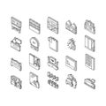 Motel Comfort Service Collection isometric icons set vector