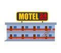 Motel isolated. Small Cheap hotel Vector illustration. Royalty Free Stock Photo